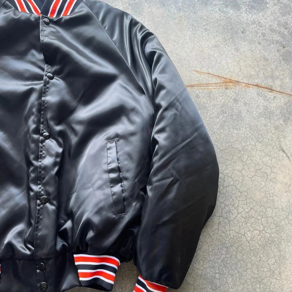 Vintage WestArk Idaho Falls Tigers Satin Varsity Jacket Mens Medium Black USA
